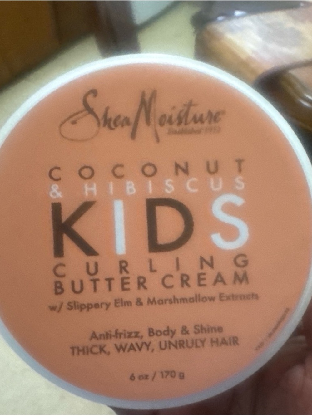 Shea Moisture Kids Coconut & Hibiscus Curling Butter Cream - Peach-Orange Lid